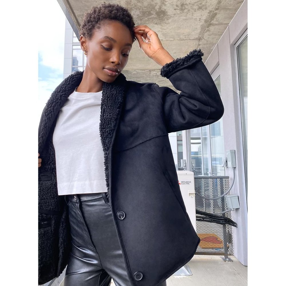 Aritzia WILFRED FREE Deanna Stallion Sherpa Button-front Heavyweight Jacket | L